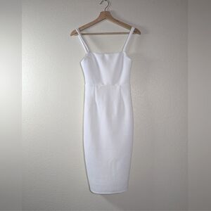 Lulus XS White Spaghetti Strap Bodycon Midi Dress‎